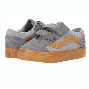 Vans Kids Old Skool V Grey  Brown  Suede Gum 8.5 Toddler